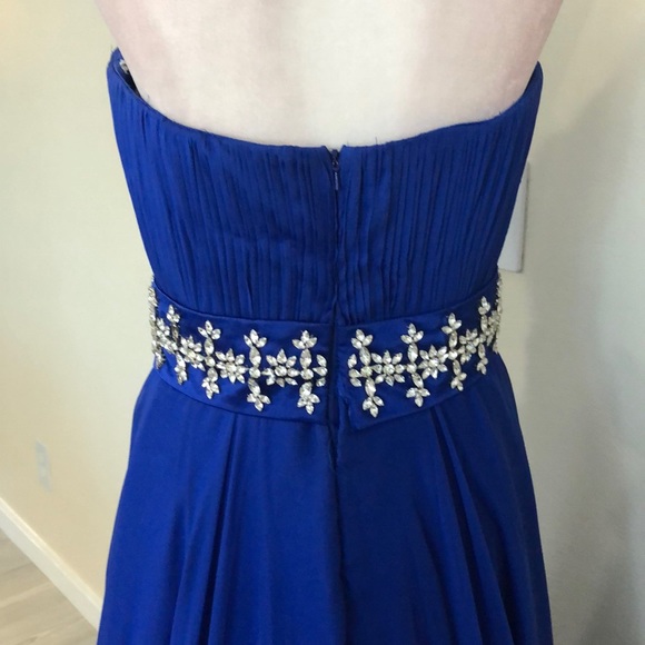 Royal Blue chiffon with train - Picture 10 of 16